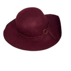 K accessories vintage women Wool burgundy floppy braid buckle granola girl hat
